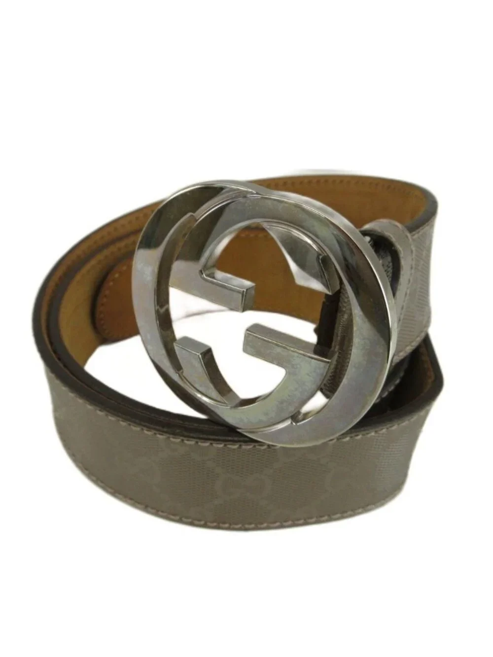 Gucci Interlocking Buckle Belt GG Supreme All Pattern Silver Gray